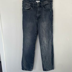 Good American washed black high waist stretch  straight leg jeans Size 28